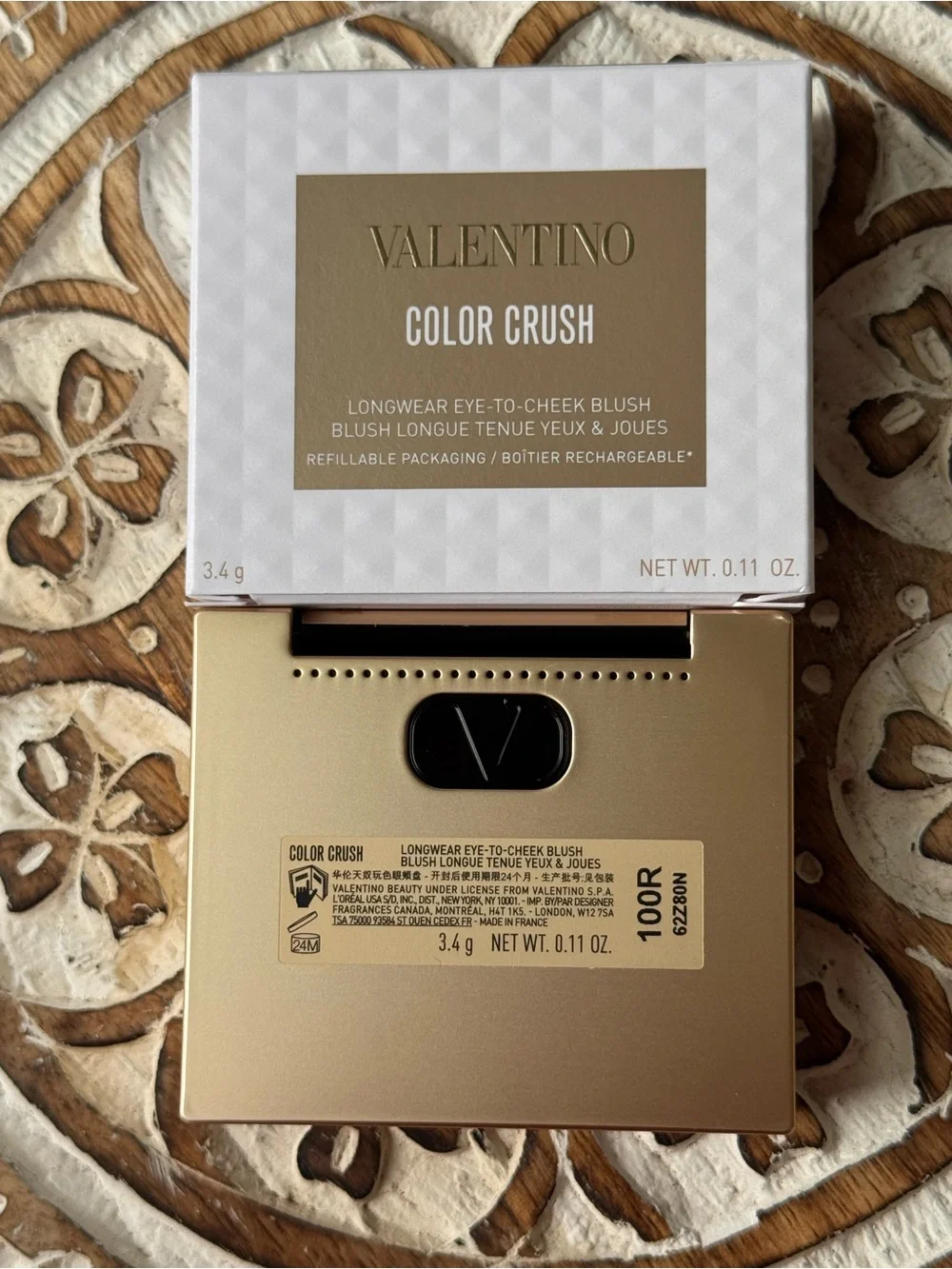 Valentino Color Crush Eye to Cheek Blush 100R Stand Out in Nude New